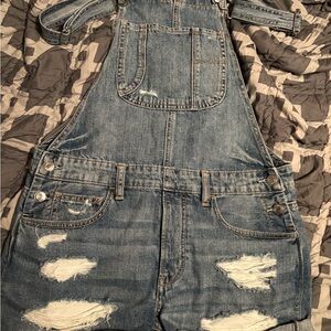 Distressed Denim Overalls